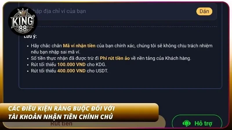 Những điều kiện mà người chơi cần biết khi rút về tài khoản chính chủ