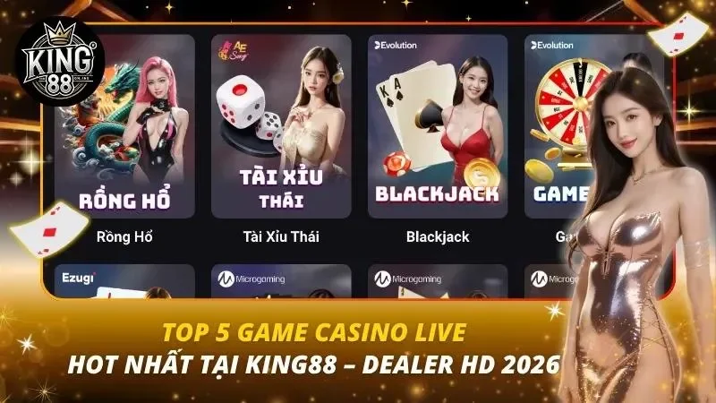 Top 5 Game Casino Live Hot Nhất Tại King88 – Dealer HD 2026